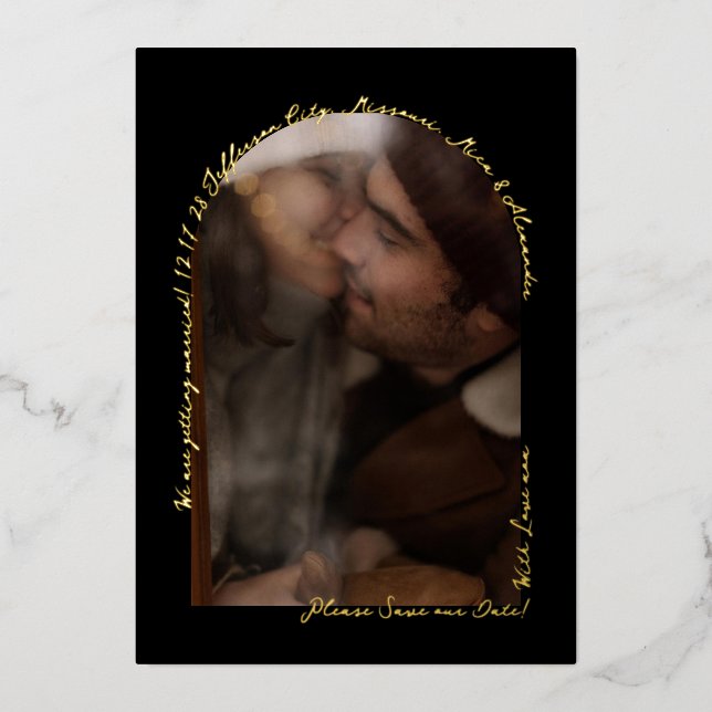 Handwritten Elegant Arch Photo Black and Real Gold (Front)