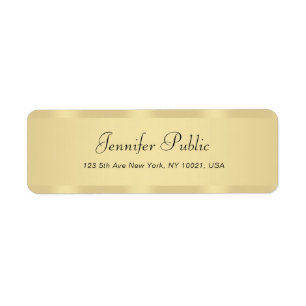 Handwritten Elegant Modern Faux Gold Hand Script Return Address Label