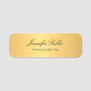 Handwritten Elegant Script Glamour Gold Template Name Tag