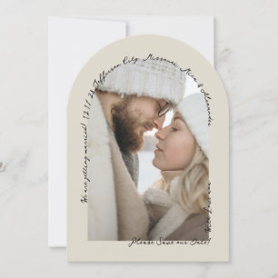 Handwritten Elegant Simple Modern Beige and Black Save The Date