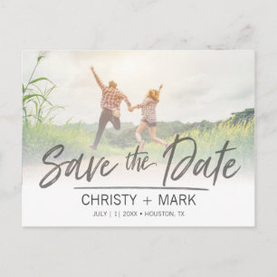 Handwritten Faded Image   Save the Date Postcard