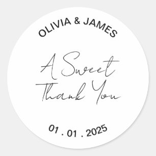 Handwritten Font A Sweet Thank You Labels   Round