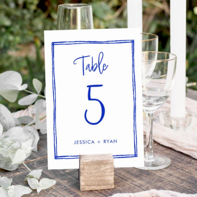 Handwritten French Blue Wedding Table Number (Creator Uploaded)