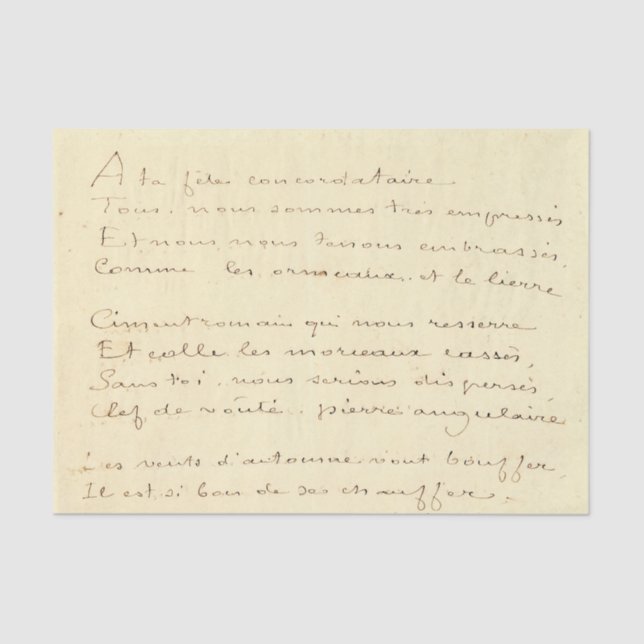 Handwritten French Script Tissue Paper (Front)