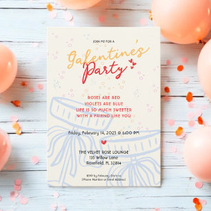 Handwritten Galentine's Day Script Coquette Bow Invitation
