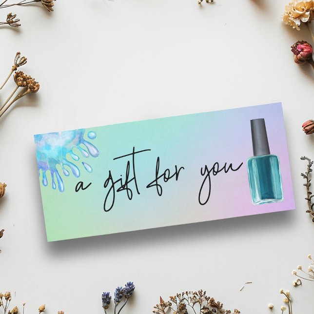 Handwritten Gift Certificate Watercolor Nail Salon Invitation (Creator Uploaded)