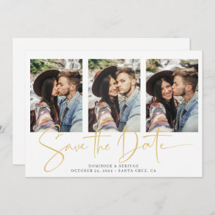 Handwritten Gold Script Typography Save The Date