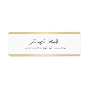 Handwritten Gold White Modern Simple Template Return Address Label