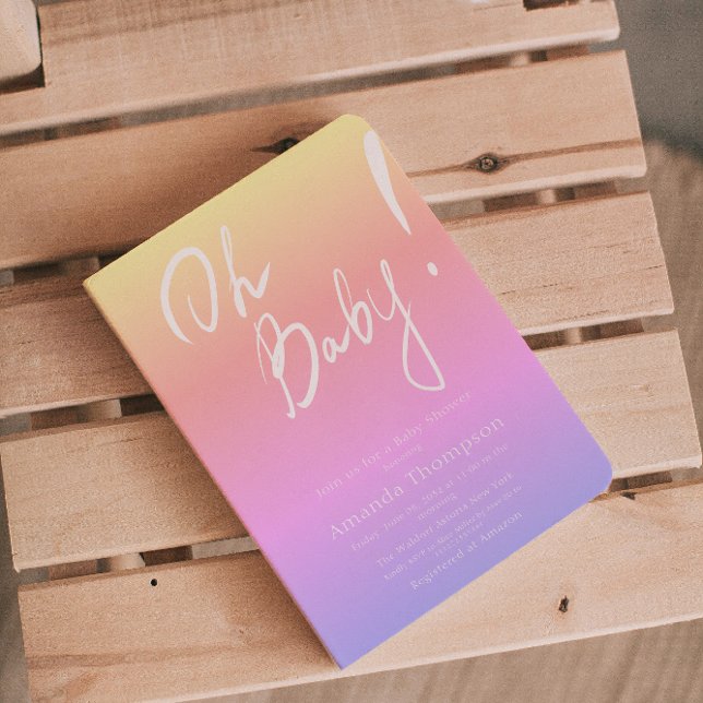 Handwritten Gradient Gender Neutral Baby Shower Invitation (Creator Uploaded)