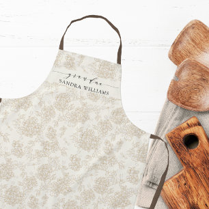 Handwritten grandma stylish floral pattern apron