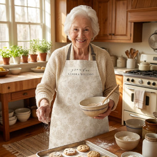 Handwritten grandma stylish floral pattern apron