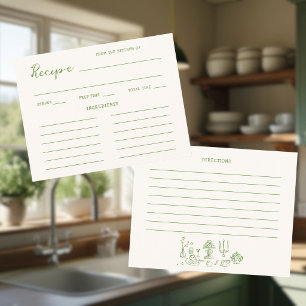 Handwritten Green Bridal Shower Recipe Enclosure Card