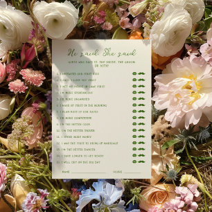 Handwritten Green He said She said Card