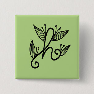 handwritten h 15 cm square badge