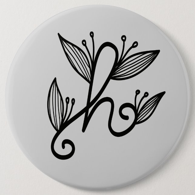 handwritten h 6 cm round badge (Front)