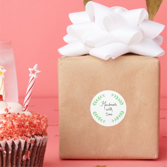 Handwritten Handmade With Care Classic Round Sticker (Party)