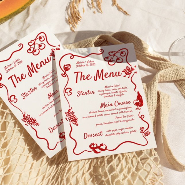 Handwritten Illustrated Wavy Border Whimsical Menu (Creator Uploaded)