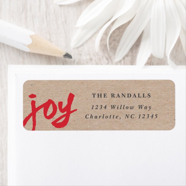 Handwritten Joy Christmas Holiday Return Address Return Address Label (Insitu)