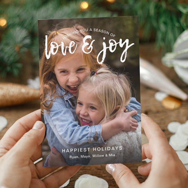 Handwritten Love and Joy Photo Holiday Card (Handwritten Love and Joy Photo Holiday Card)