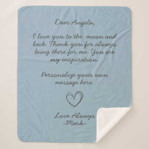 handwritten love letter or customisable message    sherpa blanket