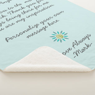 handwritten love letter or message custom sherpa blanket