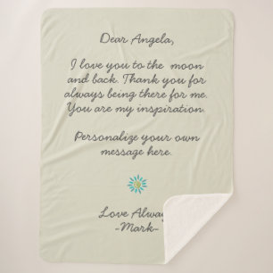 handwritten love letter or message custom  sherpa blanket