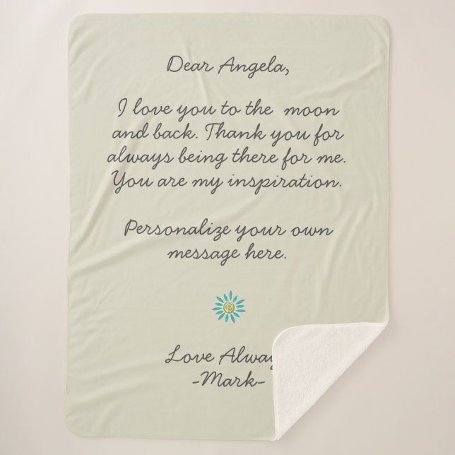 handwritten love letter or message custom  sherpa blanket (Front)