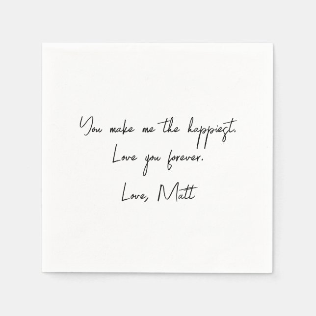 Handwritten Love Note | Personal Touch Wedding  Napkin (Front)