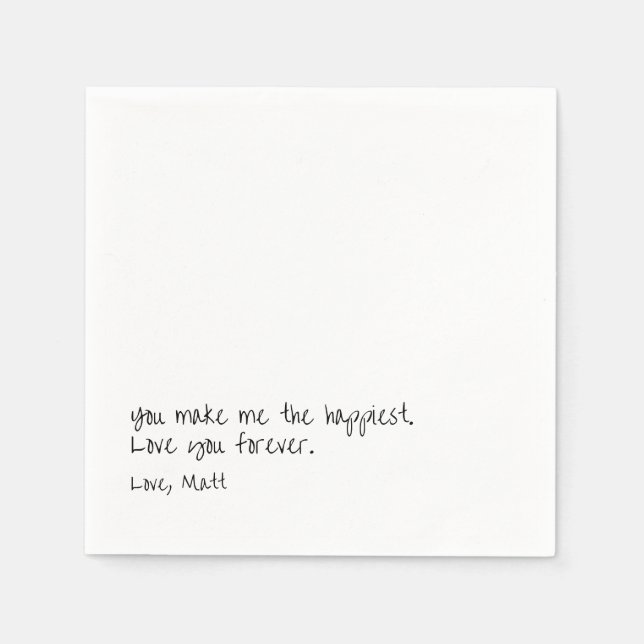 Handwritten Love Note | Personal Touch Wedding  Napkin (Front)