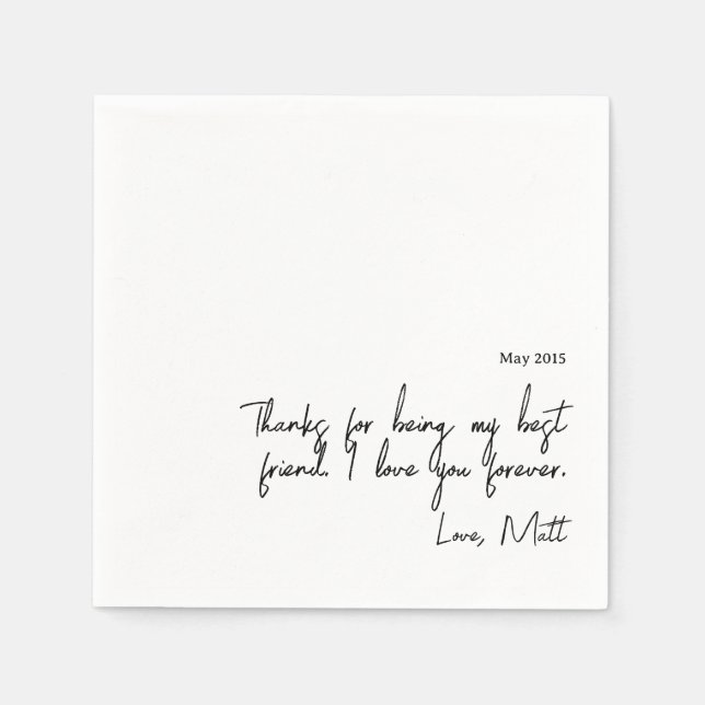 Handwritten Love Note | Personal Touch Wedding  Napkin (Front)
