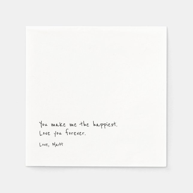 Handwritten Love Note | Personal Touch Wedding  Napkin (Front)