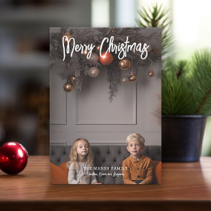 Handwritten Merry Christmas Calligraphy Full Photo Holiday Card