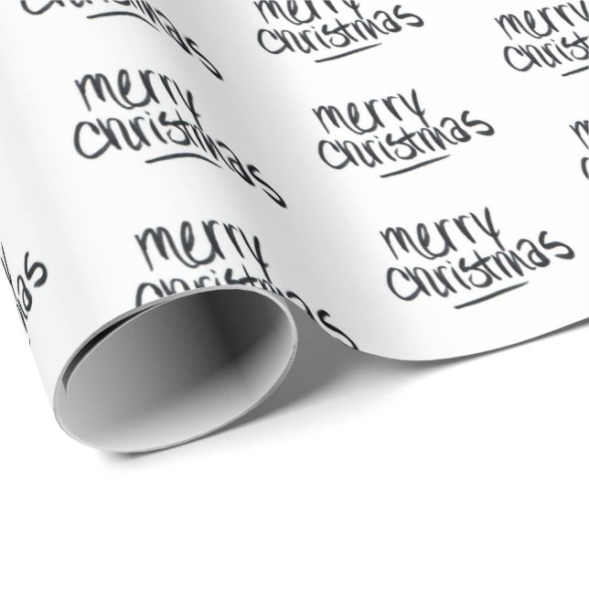 Handwritten Merry Christmas in Black Wrapping Paper (Roll Corner)