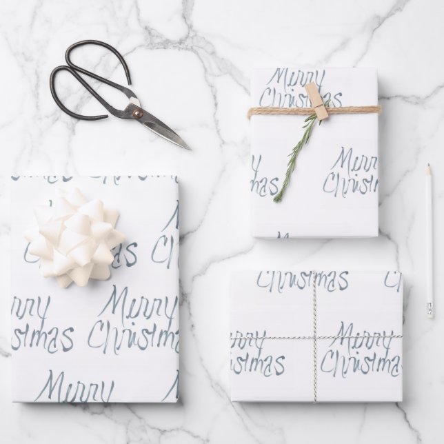 Handwritten Merry Christmas in Gray Wrapping Paper Sheet (Front)