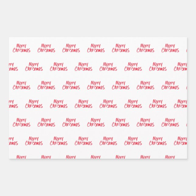 Handwritten Merry Christmas in Red Wrapping Paper Sheet (Front 3)