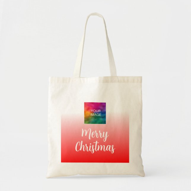 Handwritten Merry Christmas Photo or Logo Template Tote Bag (Front)