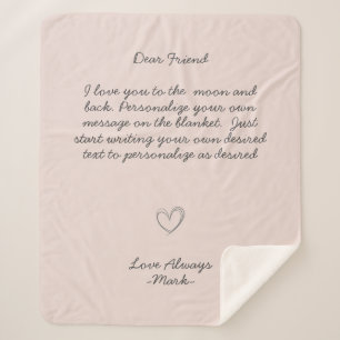 Handwritten Message Personalise Text Sherpa Blank Blanket