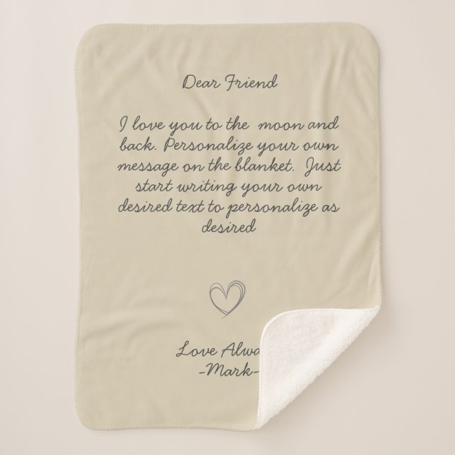 Handwritten Message Personalise Text  Sherpa Blank Blanket (Front)