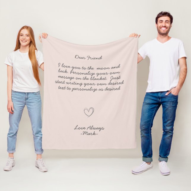Handwritten Message Personalise Text  Sherpa Blank Fleece Blanket (In Situ)