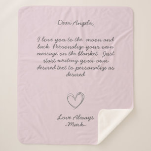 Handwritten Message Personalise Text  Sherpa Blanket