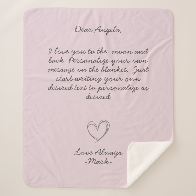 Handwritten Message Personalise Text  Sherpa Blanket (Front)