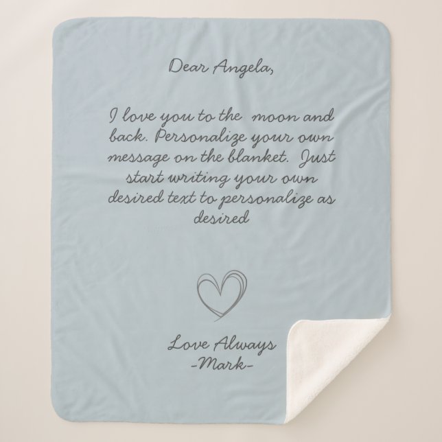 Handwritten Message Personalise Text  Sherpa Blanket (Front)