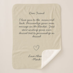 Handwritten Message Personalize Text  Sherpa Blank Blanket