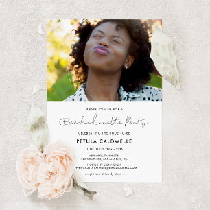 Handwritten minimalist Bachelorette Party photo Invitation