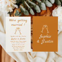 Handwritten Minimalist Champagne Toast Wedding