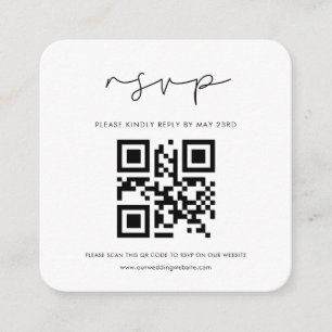 Handwritten minimalist QR code RSVP response Enclosure Card