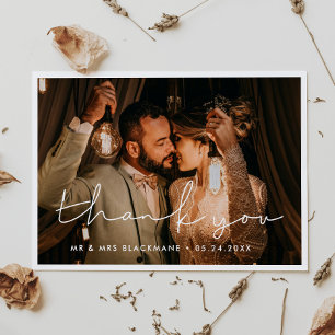 Handwritten minimalist wedding Thank You card