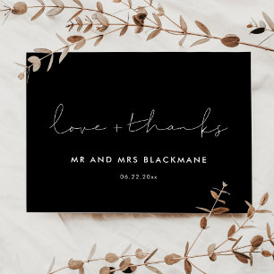Handwritten minimalist wedding thank you postcard