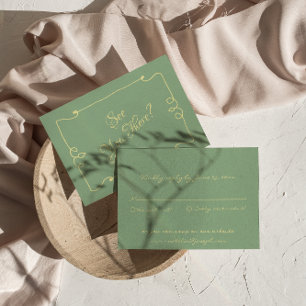 Handwritten Mint Green Retro Whimsical Wedding RSVP Card