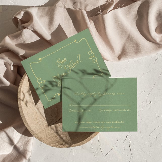 Handwritten Mint Green Retro Whimsical Wedding RSVP Card (Creator Uploaded)